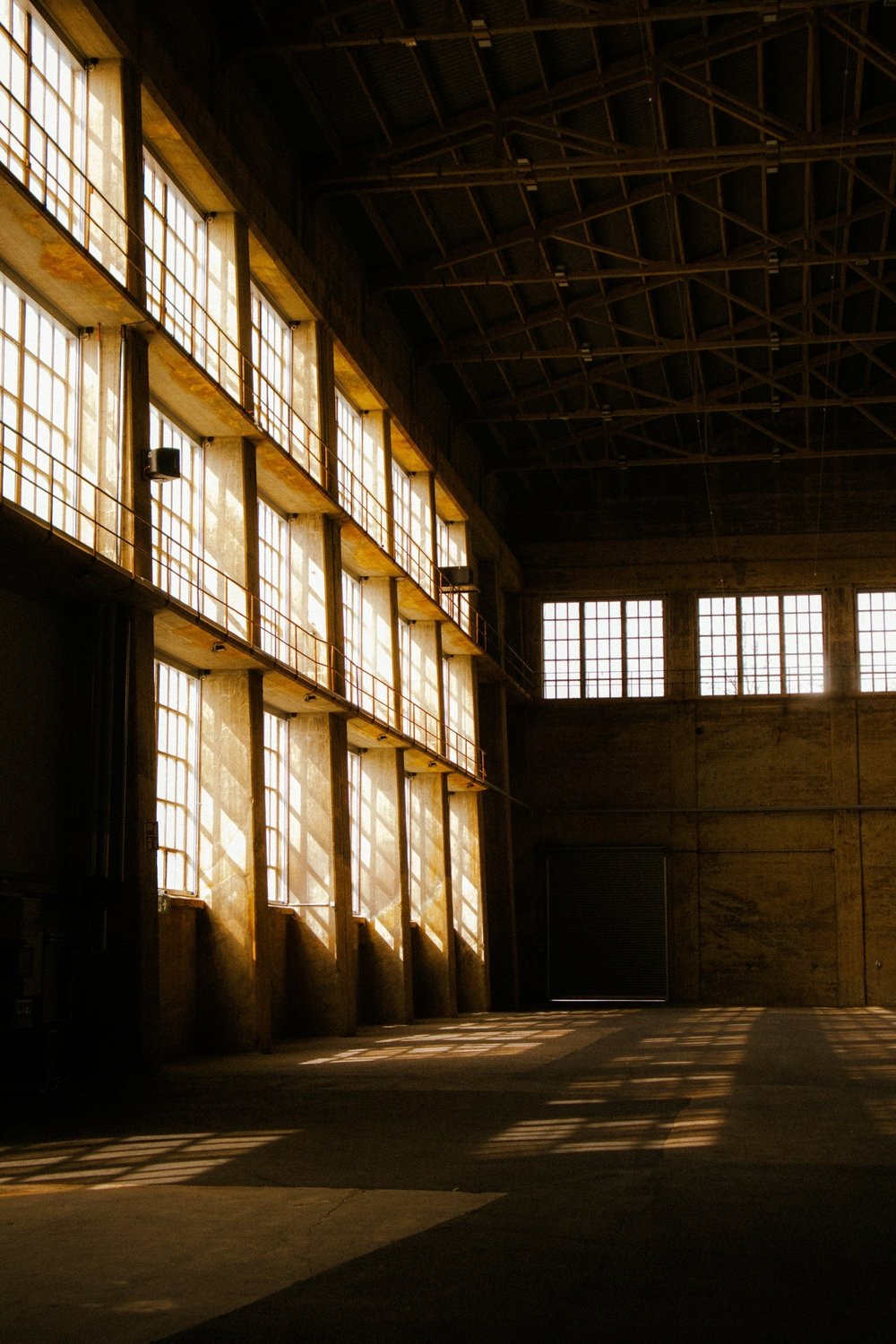 Sunlit industrial interior